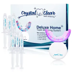 Crystal Clear Teeth Whitening Kit, 35% Carbamide Peroxide Gel & Rechargeable LED Light, Non-Sensitive Whitening, Removes Stains, Dentists-Recommended