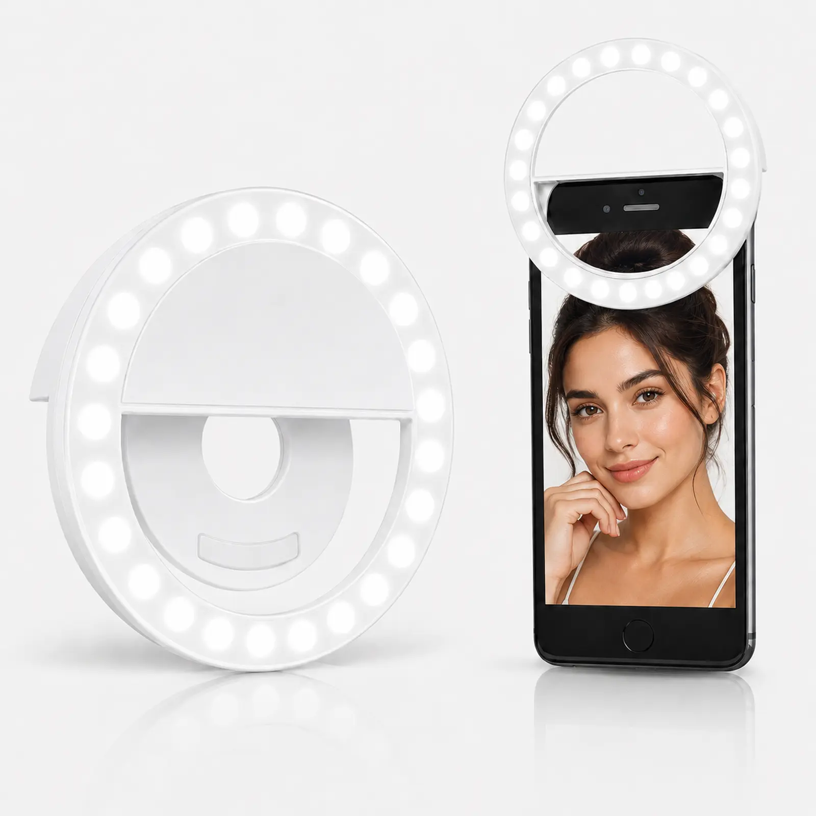 Clip-On Selfie Ring Light - Rechargeable LED Fill Light for Phone, Laptop, Makeup & Live Streaming