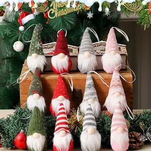 12 Festive Christmas Gnome Desktop Decorations, Colorful Polyester Hanging Ornaments with Plush Accents, Perfect for Holiday Parties & Home Decor, Party Decoration Supplies