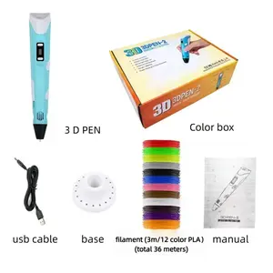 3D Printing Pen Set, 1 Set 3D Printing Pen with 12 Colors PLA Filament, Creative Learning Art Activity Set, Toy Holiday Gift
