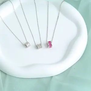 Fantasticmiya S925 Barrel Pendant Necklace for Women - Cylinder Design, Sparkling Sterling Silver, Simple Necklace for Gifts