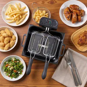 Stainless Steel Electric Deep Fryer - 1.32gal 1700W Home Use Appliance with Time & Temperature Control, Frying Baskets, View Window Lid, Durability, Ease of Cleaning, Local Stock, Christmas Gift for Anyone Who Loves to Cook (Suitable for Chicken, Fries)