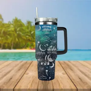 Velaris Night Court 40oz Tumbler – City of Starlight Fantasy Stainless Steel Cup with Handle, ACOTAR Bookish Drinkware Gift for Readers