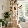 DESKAT Freestanding 80" Tall Cat Tree for Large Cats - Modern Home Decor, Stable Multi-Level Tower with Dual Cozy Condos, 6-Post Scratch Zone, Cloud-Soft Deep Hammock & Padded Perches, Anti-Topple Strap, Thick Base, Space-Saving Safe Vertical Play