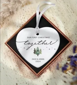 first christmas together ornament - couples first christmas ornament - Christmas ornaments for couple - engaged married newlyweds ornament