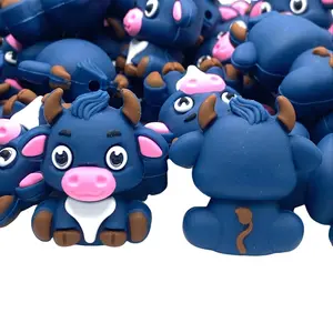 1pc Moo-d: Handsome Today 3D Silicone Focal Beads - Cow Shape Beading & Crafting DIY Supplies Farm Life Beads