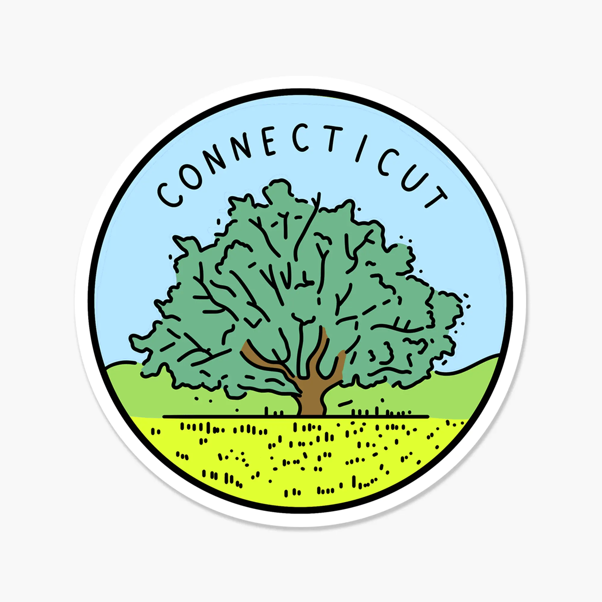 Connecticut Illustrated US State 3 x 3 in - Travel Sticker