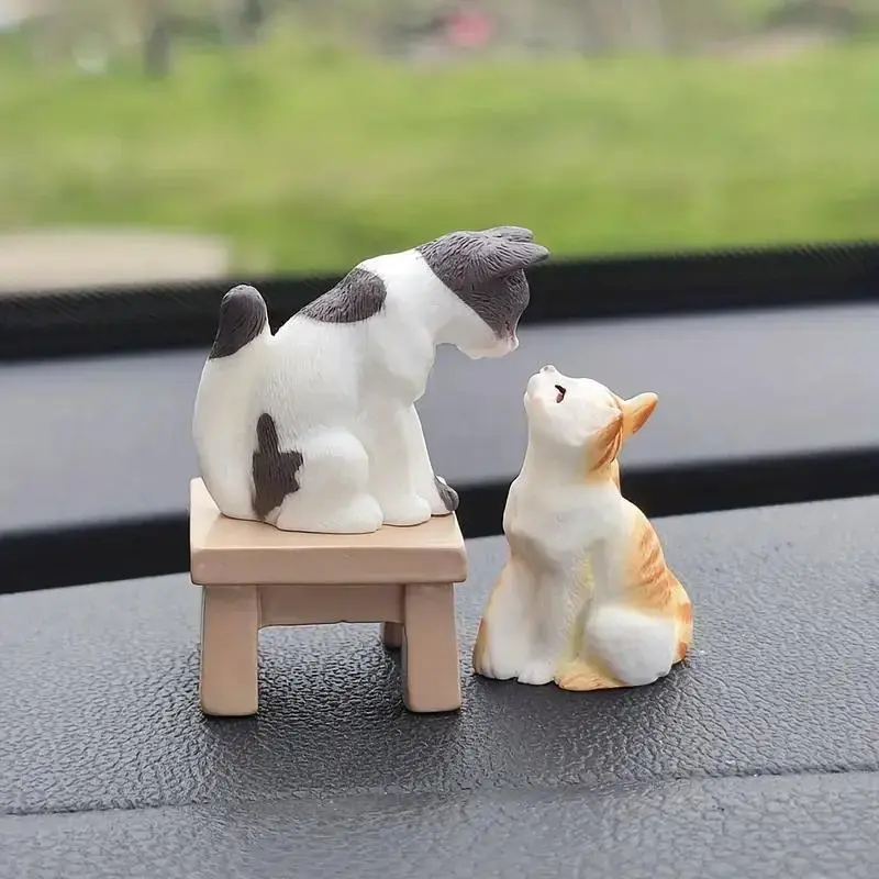 Cute Cat Design Car Dashboard Decoration Set, 3 Counts Handmade Kitten Design Car Center Console Decoration, Durable Decor for Car, Car Interior Decoration
