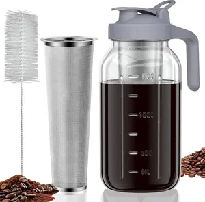 Cold Brew Coffee Maker Jar - 64Oz Wide Mouth,Leakproof,Heavy Duty Glass Mason Pitcher with Spout Lid,Handle & Stainless Steel Filter for Iced Coffee,Lemonade,Ice Tea & Fruit Drinks IPL Geräte Haarentfernung