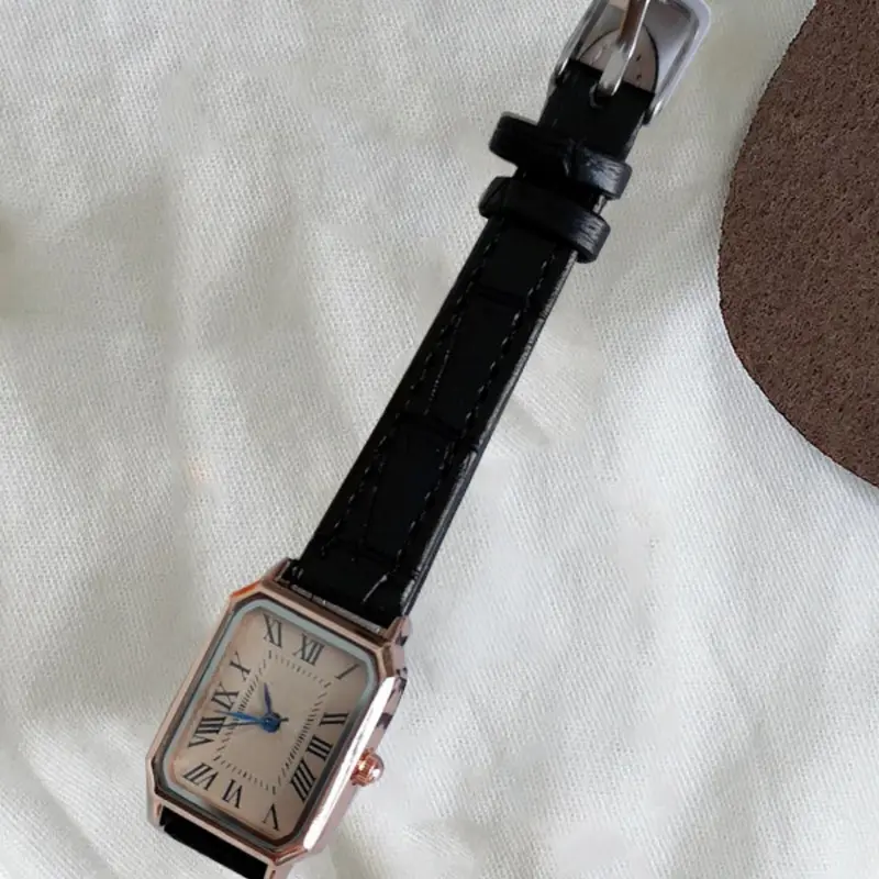 1 Piece Retro Rectangle Dial Analog Quartz Watch With Adjustable Buckle Without Box, Ladies Anniversary Birthday Gift