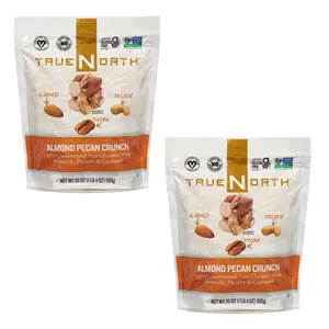 True North Almond Pecan Cashew Nuts Mix Crunch Gluten Free Non GMO Vegan No Preservative 20oz Each Pack of 2