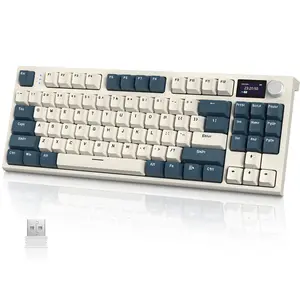 Wireless Mechanical Keyboard, 1.2" TFT Color Display & CNC Knob Keyboard, Hot Swappable RGB Backlit Keyboard, Customizable Blue Whale Switch Keyboard