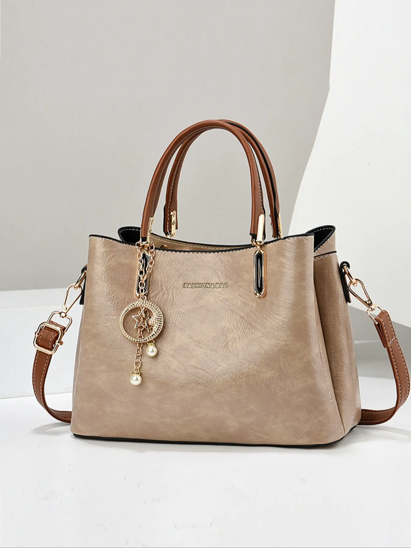 Women's Fashionable Bucket Bag, PU Leather Bag, Elegant Solid Color Handbag with Detachable Shoulder Strap, Casual Trendy Versatile High-quality Daily Commuting Bag