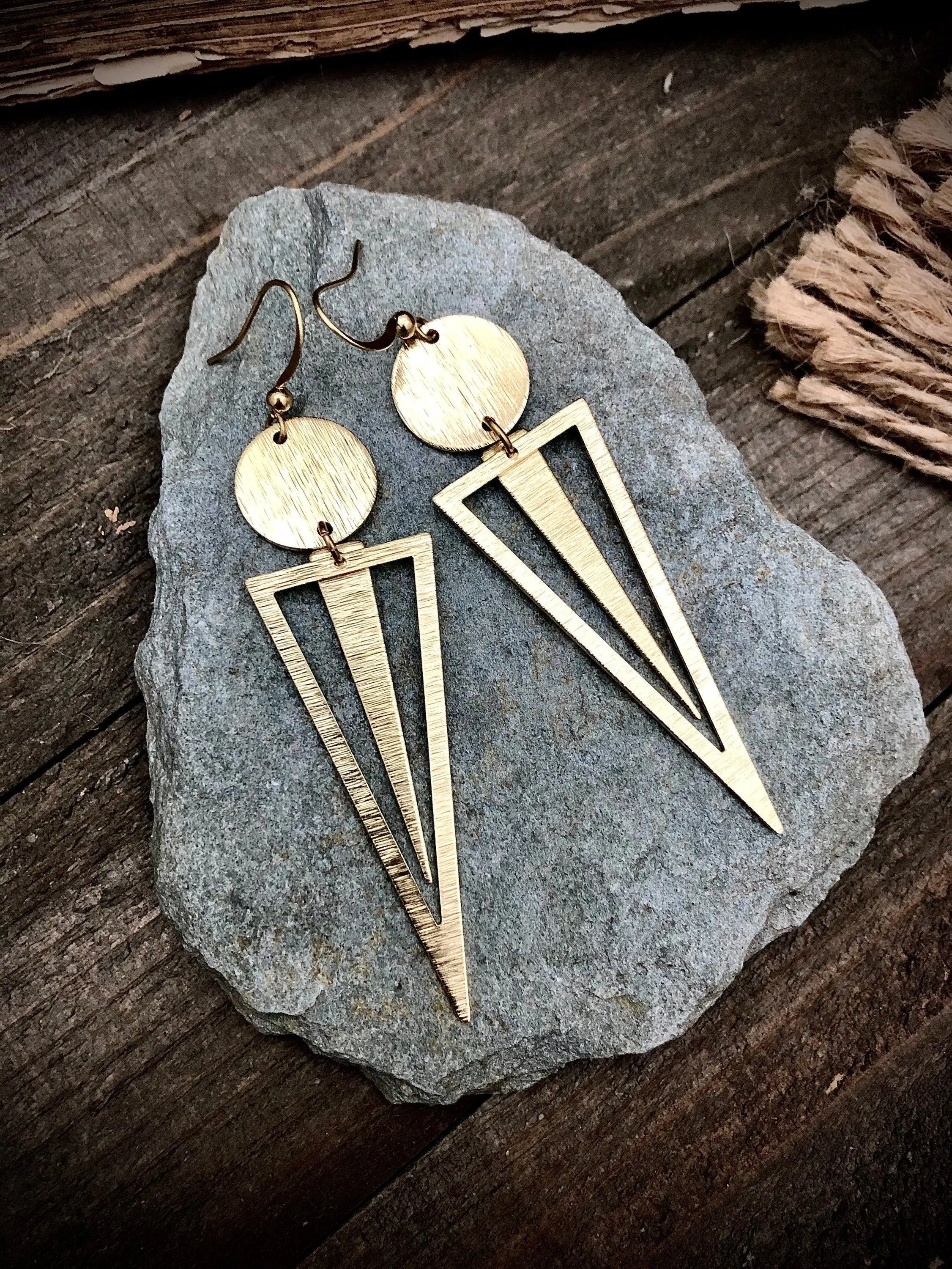 Gold Triangle Earrings