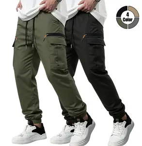 Clean Gent men’s loose solid-color cargo pants featuring a drawstring waist and pockets—street-style joggers suitable for everyday and outdoor wear, ideal for all seasons.