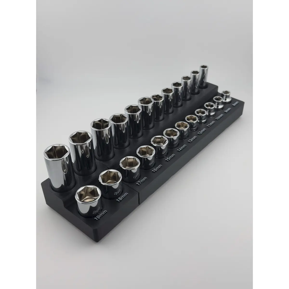 Harbor Freight Icon 3/8&Quot; Metric Socket Bin (Deep & Shallow) – 2-Piece Interlocking Gridfinity Organizer
