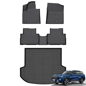 KELCSEECS Hyundai Santa Fe (Not for Hybrid) 2021-2023 Floor Mats & Cargo Liners All-Weather TPE Front & Rear Row & Trunk Mats  Accessories Non-Slip Custom Fit Waterproof Easy Clean Eco-Friendly Safe Durable 3D Laser Scans