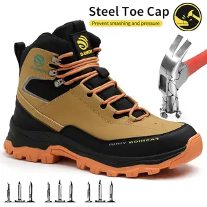 Men's Steel Toe Safety Work Boots Impact & Puncture Resistant Comfort Work Shoes Industrial & Construction Outdoor Hiking Protective Footwear