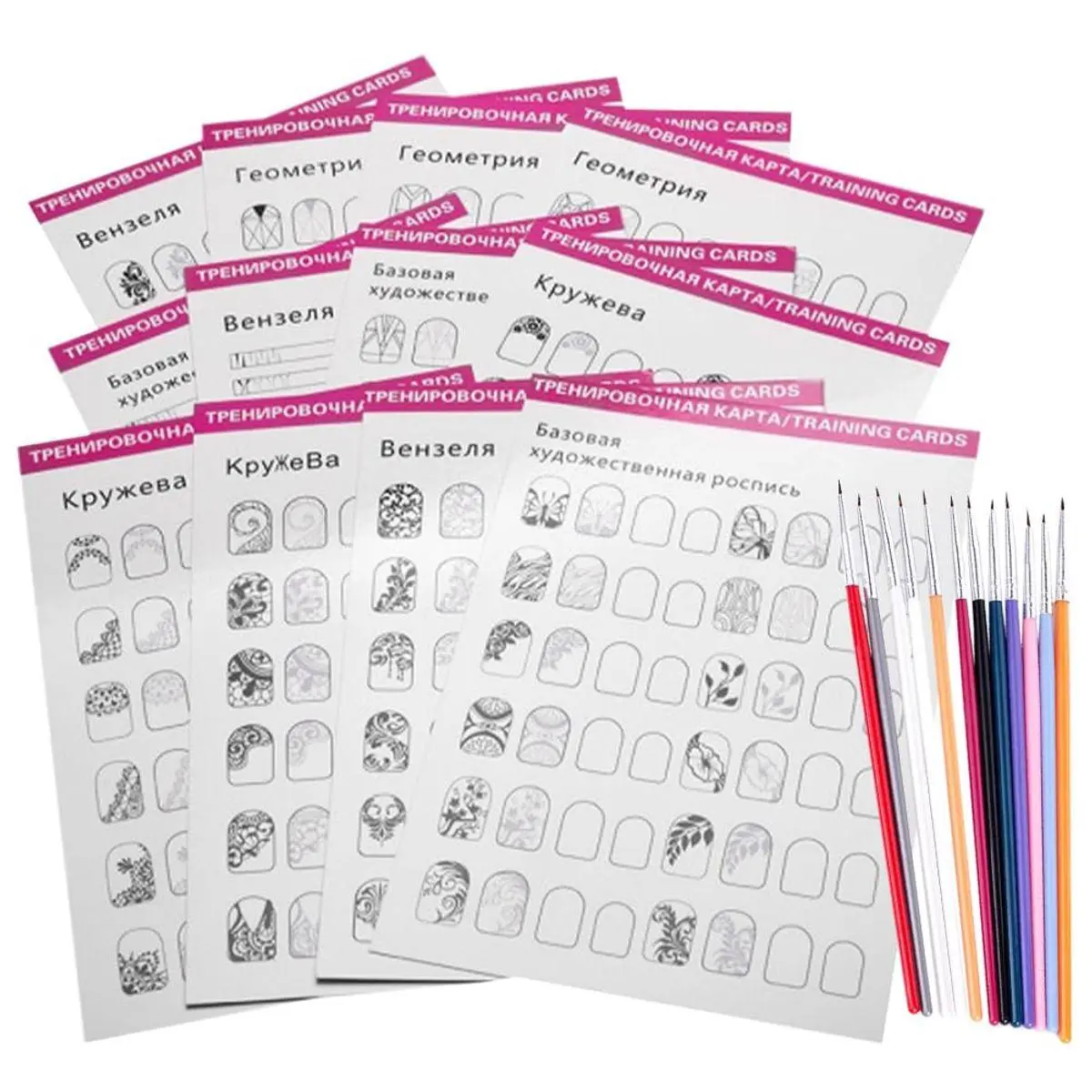 Mobestech Nail Art Practice Sheet 12Pcs Nail Art Book Design Practice ...