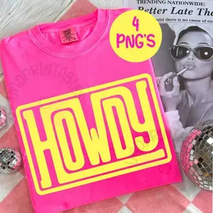 Comfort Colors Howdy  Bundle Shirt – Western Cowgirl Sublimation Designs, Retro Howdy Shirt , Cricut Western Graphic, 100% Cotton Oversized Fit