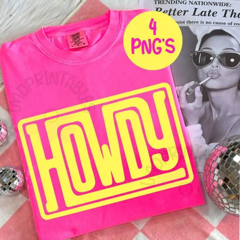 Comfort Colors Howdy  Bundle Shirt – Western Cowgirl Sublimation Designs, Retro Howdy Shirt , Cricut Western Graphic, 100% Cotton Oversized Fit