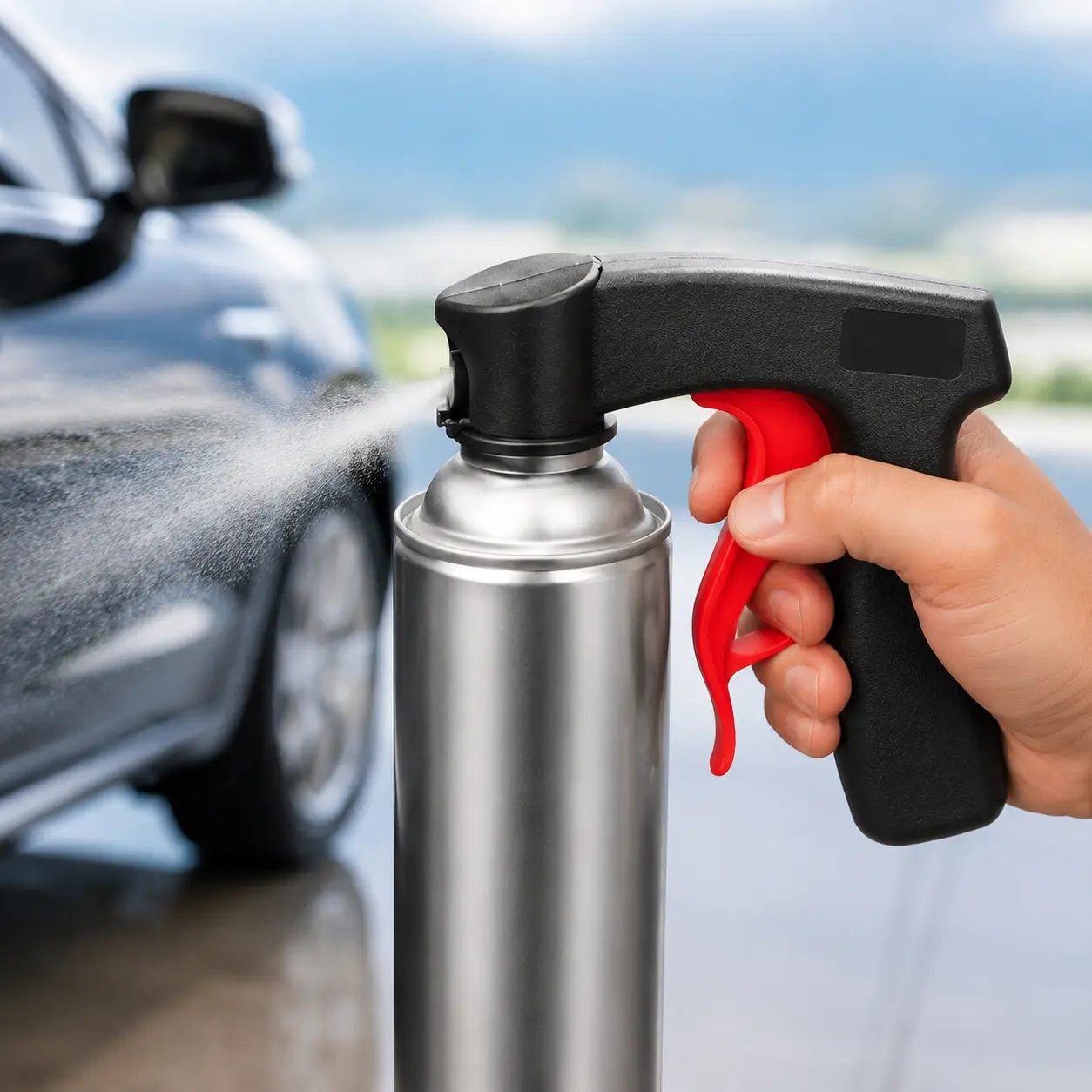 Universal Spray Can Trigger Handle for Aerosol Cans, Portable Spray Gun Handle Converts Ordinary Spray Cans, Ergonomic Self-Priming Paint Handle Reduces Hand Fatigue to Get Professional Even Coating