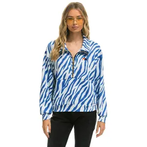 TIGER FLEECE UNISEX HALF ZIP JACKET	- BLUE TIGER