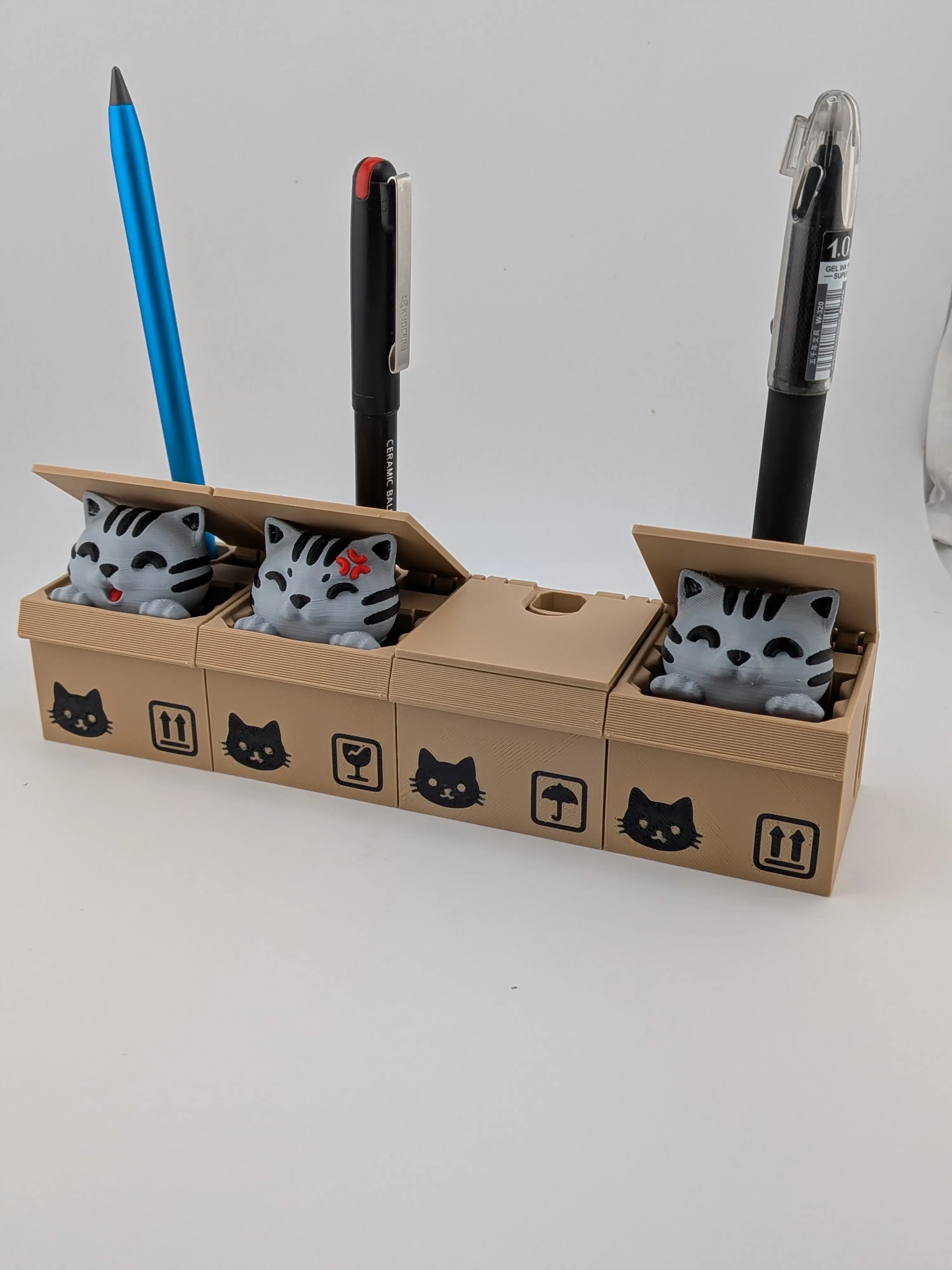 Pop-Up Cat Box Desk Organizer, Interactive Kitty-Themed Pen Holder for Office Stationery Storage