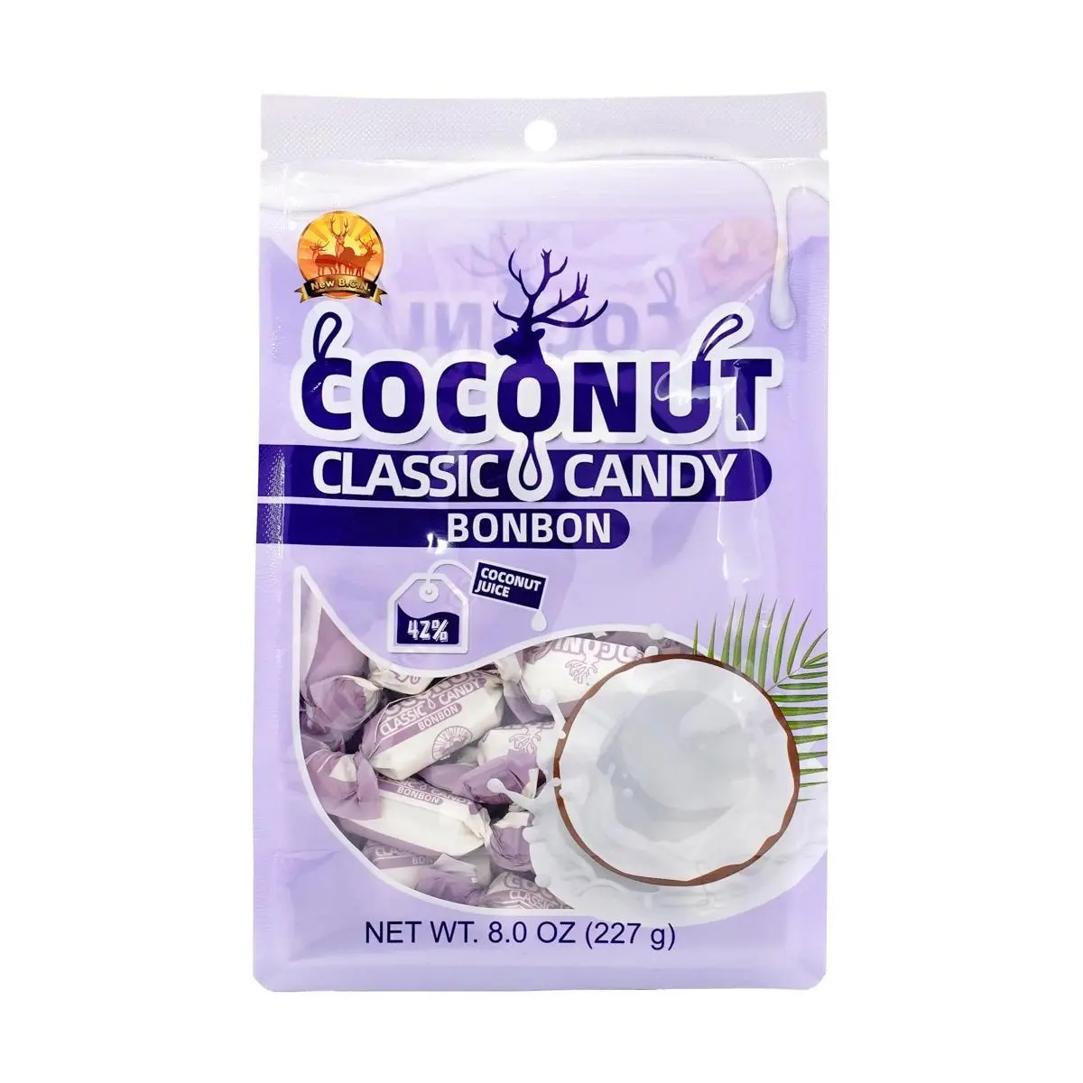 Three Deer Brand Coconut Candy 227g - Authentic Thai Coconut Milk Chewy Sweets, Rich 42% Coconut Juice Flavor