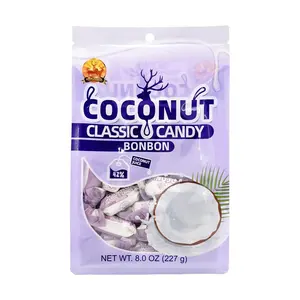 Three Deer Brand Coconut Candy 227g - Authentic Thai Coconut Milk Chewy Sweets, Rich 42% Coconut Juice Flavor
