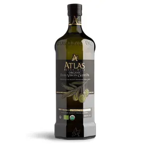 ATLAS Organic Extra Virgin Olive Oil Glass bottle 33,82 OZ (1L) - Moroccan and Polyphenol Rich - Carbon Neutral - Low Acidity