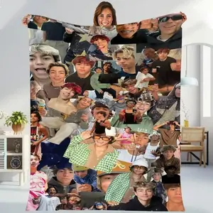 Malachi Barton-themed photo wool blanket, Malachi Barton actor throw blanket for bedroom sofa, Christmas retro gift 2026 for fans