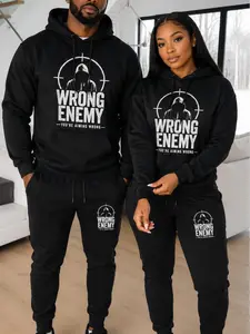 Men's AIM Wrong Signature 2-Piece Sweatsuit, Casual Loungewear Set for Daily Wear