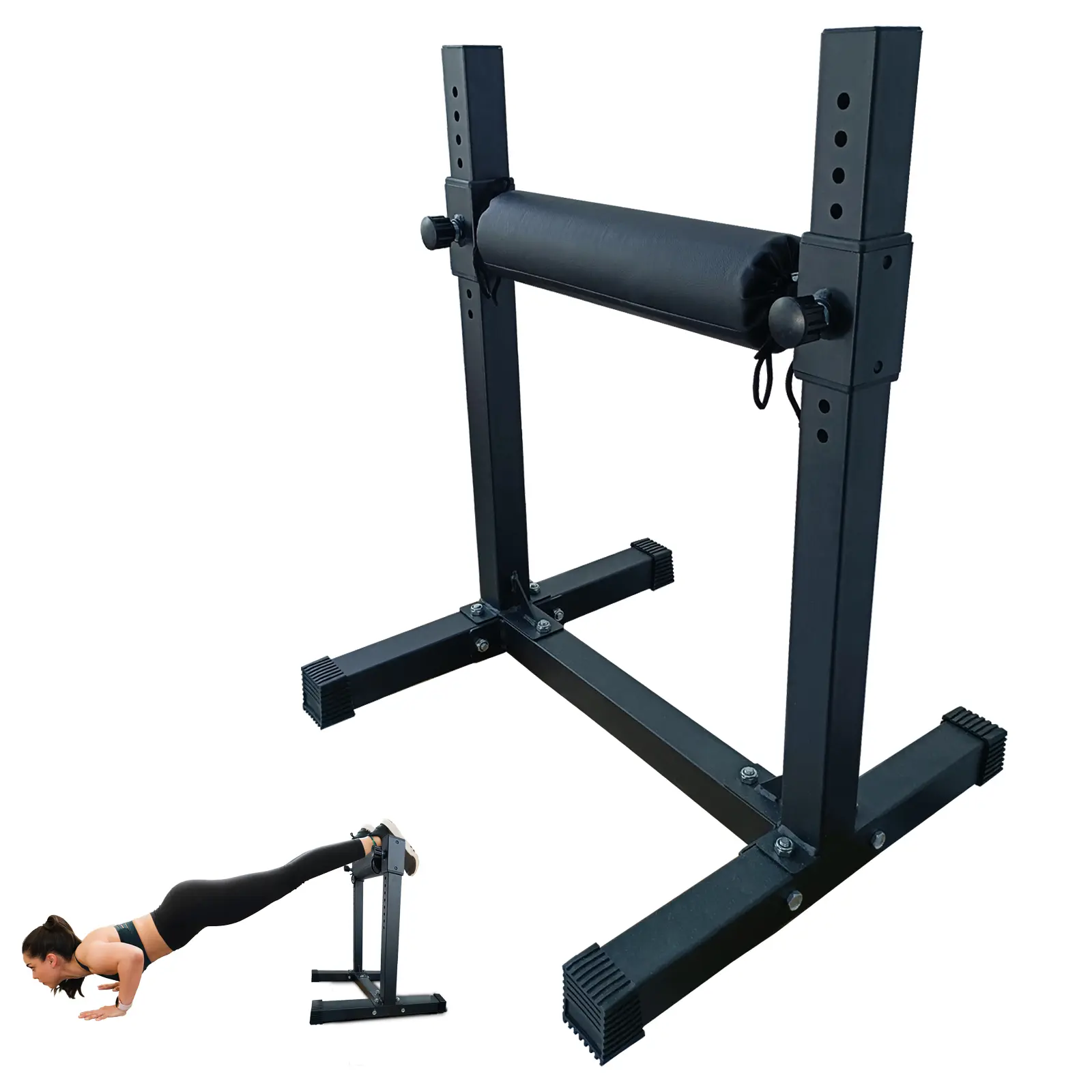 Bulgarian Split Squat Stand, 11-Level Adjustable Single Leg Squat Roller, Heavy Duty Steel Frame for Leg Lunges & Lower Body Training, Textured Anti-Slip Roller Pad, Compact for Home Gym & Studio