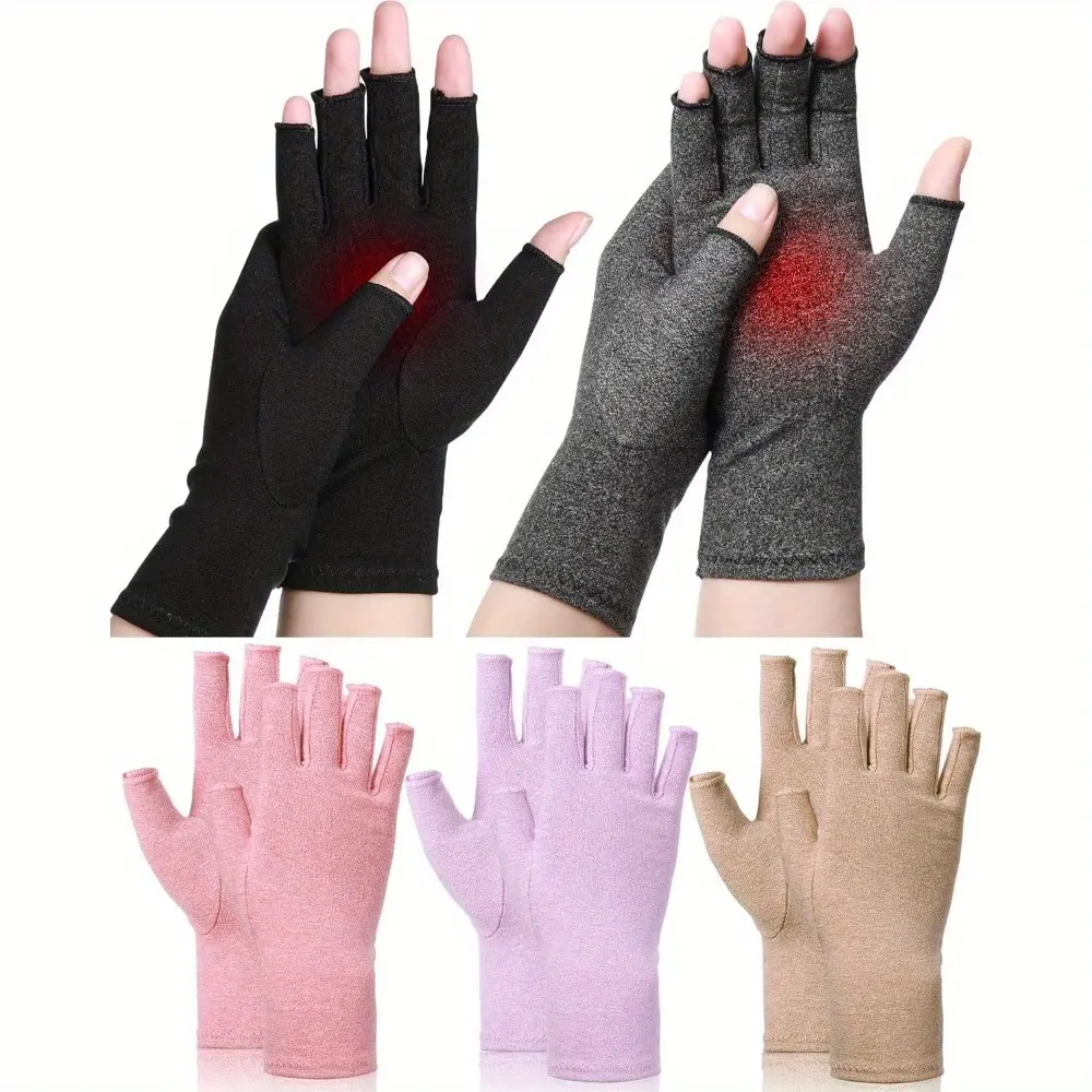 1pair/2Pairs Unisex Fingerless Arthritis Compression Gloves,  All-Season Typing Gloves, Machine Washable, Multiple Colors,for Hiking Running Motorcycle Summer Sports