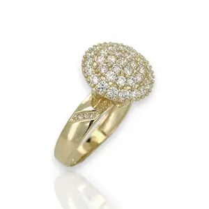 Women's Full Round CZ Engagement Ring - 10K Yellow Gold