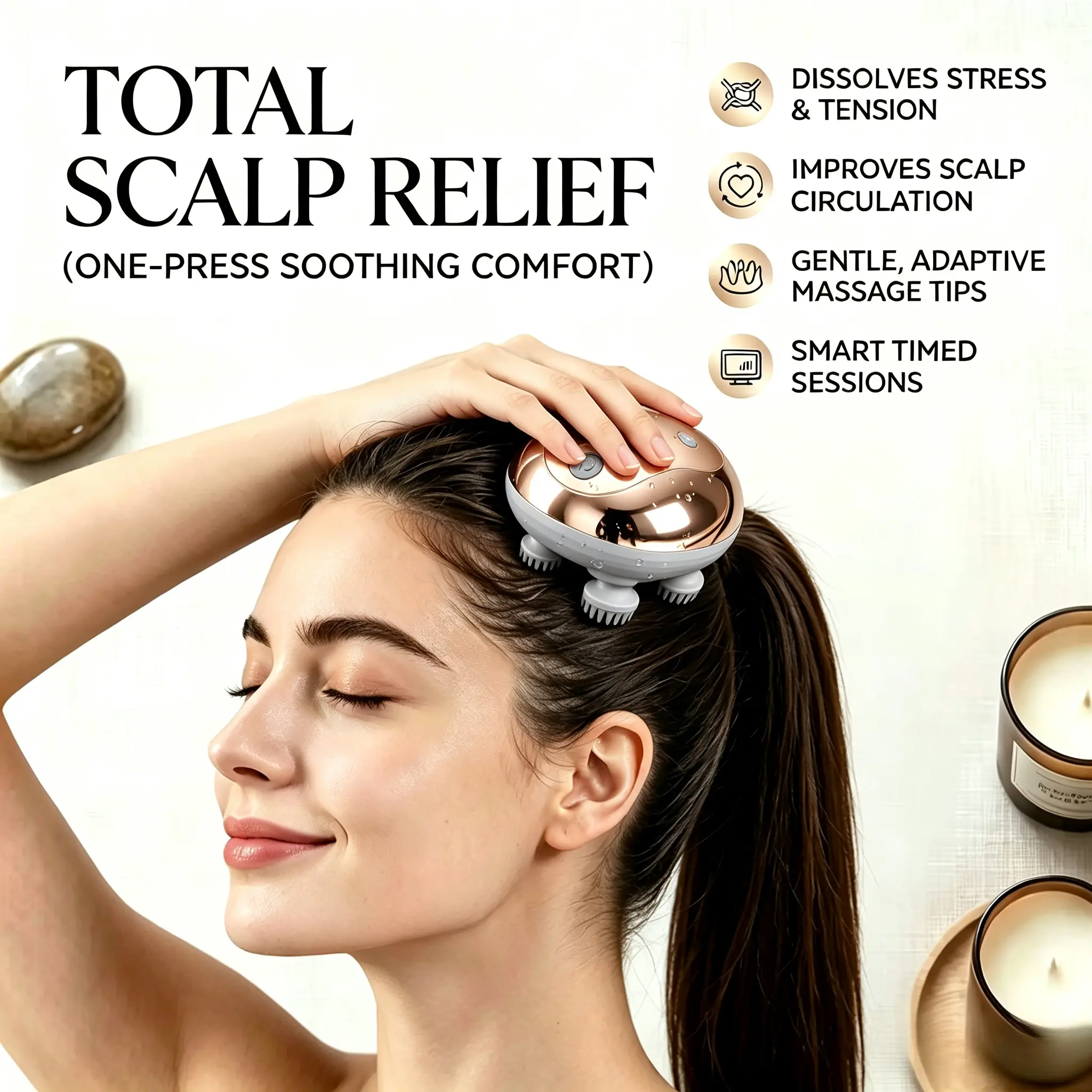 Cordless Waterproof Scalp Massager – Soft Silicone Nodes, 3 Vibration Modes, Deep Cleans & Relaxes, Soothes Cats & Dogs, Rechargeable, Perfect Self-Care or Gift for Family