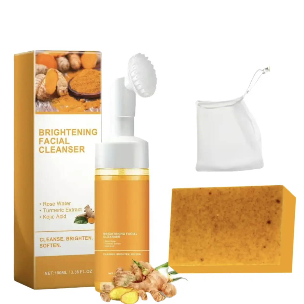 Turmeric Wash and Care two Piece Set,TurmericCleansing Mousse,TurmericSoapFacial Cleansing SkincareFacialCleansing CleanserFacial Wash