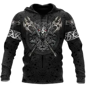 New Viking Men’s Hooded Sweatshirt, 3D Printed Pullover, Retro Clothing