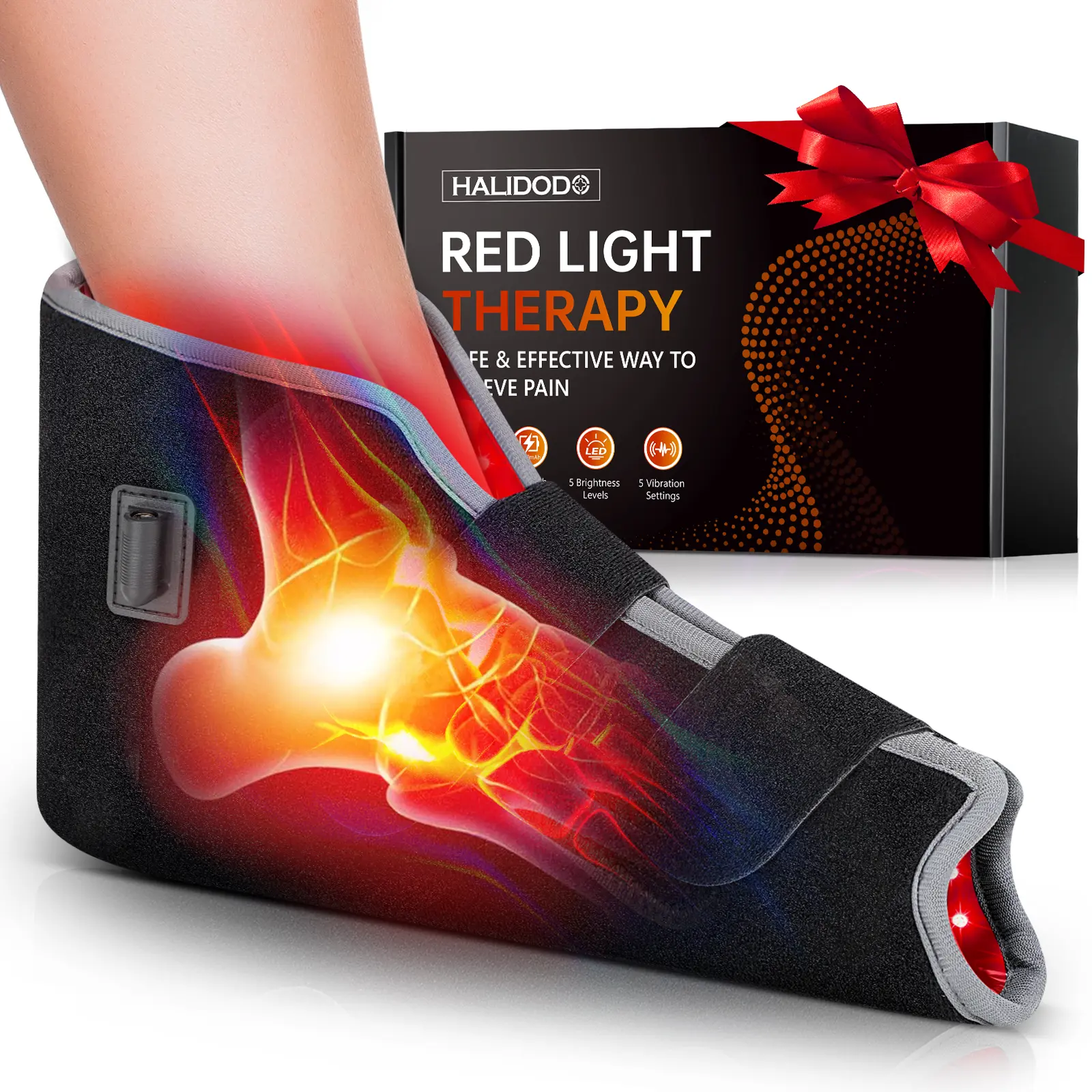 Red Light Therapy for Feet & Ankle, Infrared Light Therapy Foot Wrap with Timer, Comfortable Wearable Red Light Therapy Shoe for Feet Ankle Heel, Up to Foot Size 12