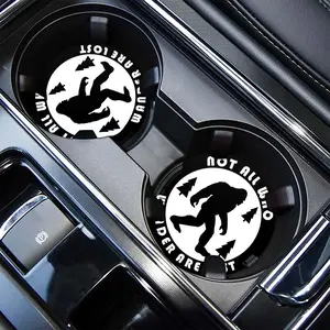 Round Car Coaster, 2 Counts/set Non-slip Absorbent Car Cup Holder Coaster, Universal Car Interior Accessories for Women & Men, Car Interior Accessories Girls