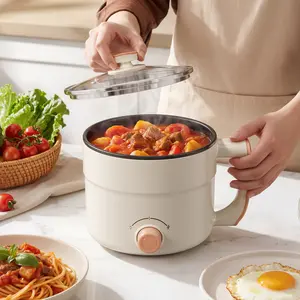 Stariver 1.5L Electric Hot Pot with Dual Power - Mini Portable Non-Stick Noodle Cooker for Ramen, Soup, Pasta, Egg, Oatmeal - Overheat & Boil-Dry Protection - Ideal for Dorm, Office, Travel Gift