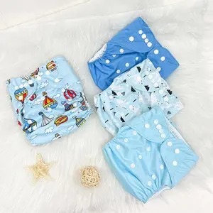 Cartoon Pattern Cloth Diaper Newborn, 4 Counts/set Adjustable Breathable Baby Nappy, Washable Diapers, Reusable Washable Baby Care & Health Supplies