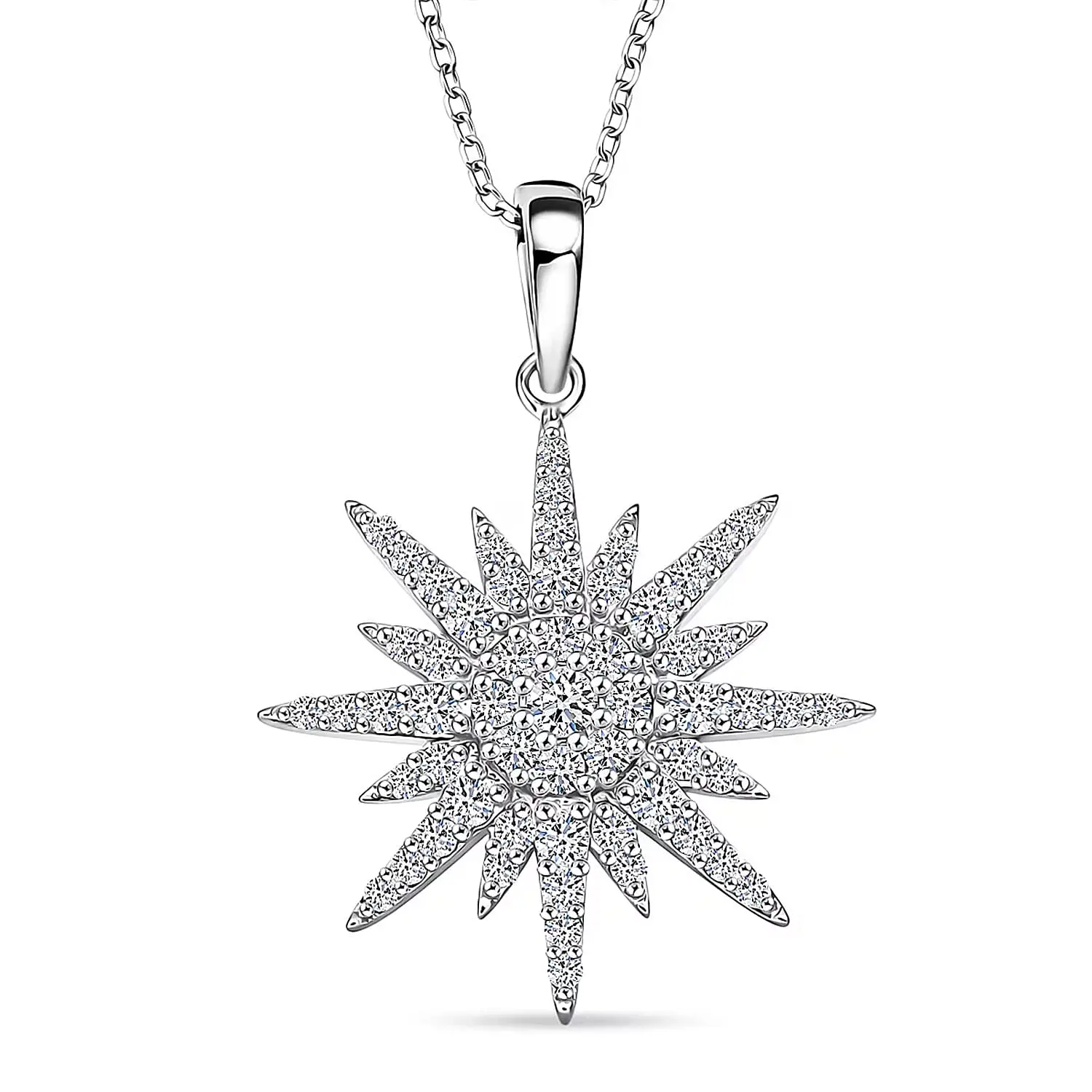 Luxuriant Lab Grown Diamond G-H SI 1.00 ctw Pendant Necklace in Rhodium Over Sterling Silver 20 Inches