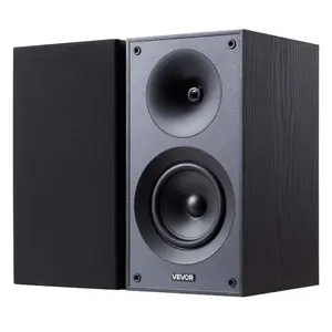 VEVOR Passive Bookshelf Speaker, 300W, Book Shelf Stereo Speakers with 4-Inch Woofer and 1-Inch Tweeter, Detachable Grille, 70Hz-20KHz Frequency Response, Wooden Enclosure, for Home Theater (1 Pair)