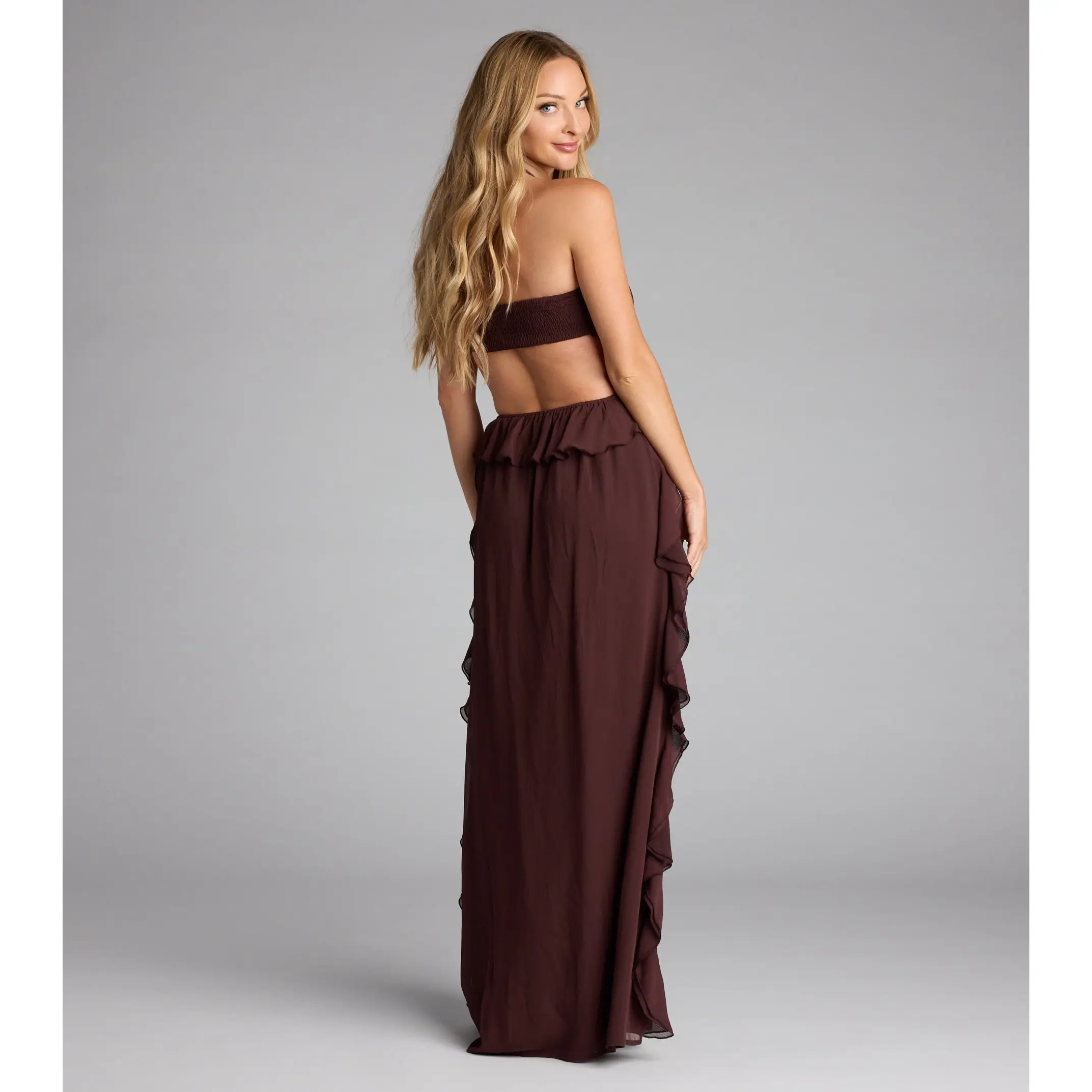 Ruffle and Ready Chiffon Halter Maxi Dress - TikTok Shop