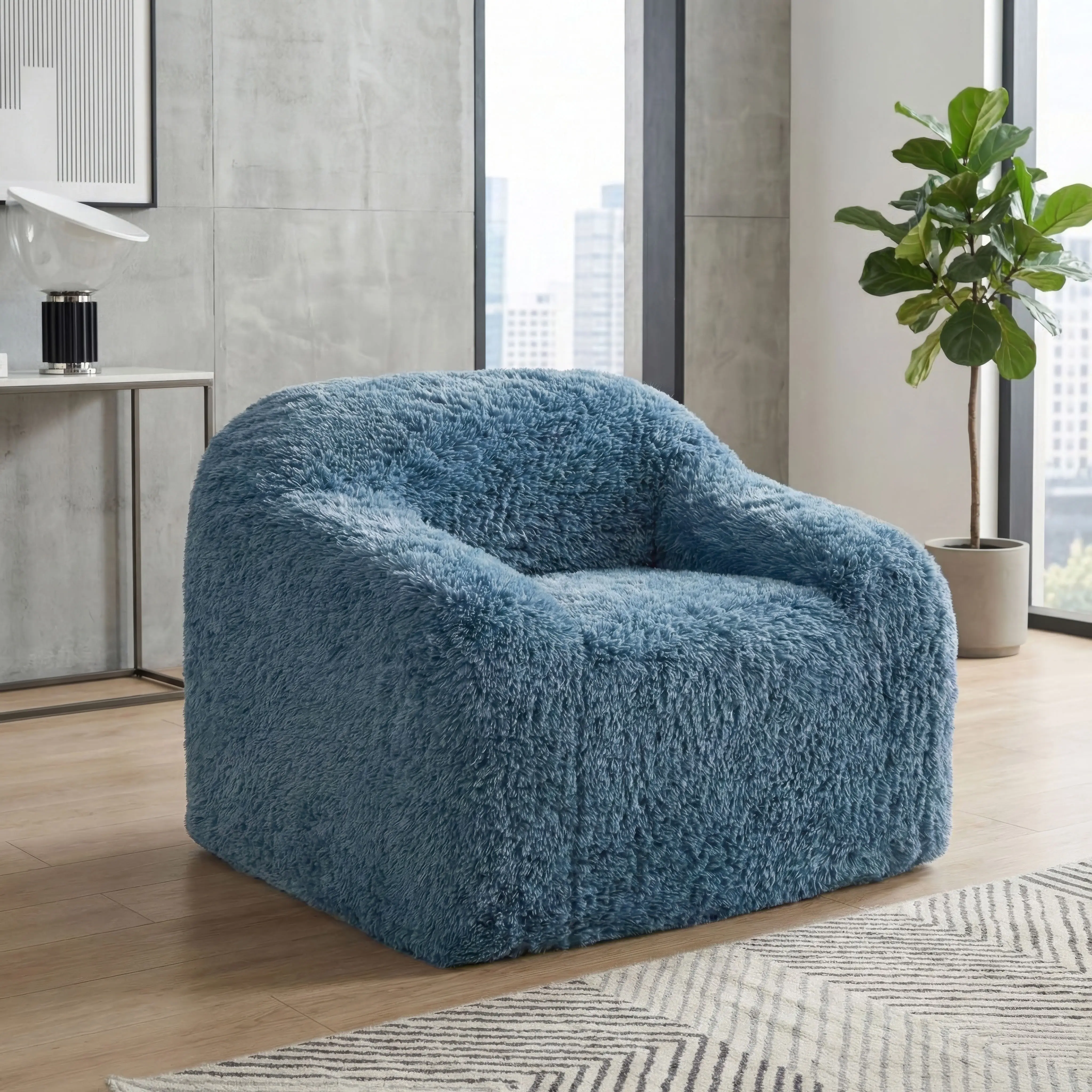 Vander Accent Chair In-A-Box Contemporary Faux Fur Lounge Chair (40.6”W) by FOA