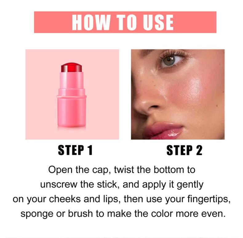 4pcs Jelly Blush Lipstick Makeup For Eyes Lips Cheeks Easy To Carry Multifunctional Clear Jelly Blush Stick Tinted Matte Cream Long Lasting Cosmetic