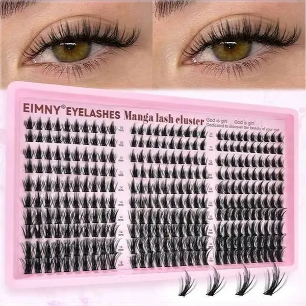 Lash Clusters, Manga Style, Anime Style, Wispy, DIY Extension Kit, Individual Clusters, Cluster Eyelashes, At-Home Extensions, Doll Eye, Spiky, Wet Look, False Eyelashes, Eyelash Extension Kit, Bond & Seal, Applicator Tweezers Makeup