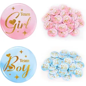 Gender Reveal Pins 60Pcs - Team Boy or Girl Pins, Boy or Girl Gender Reveal Button Pins, Gender Reveal Decorations Ideas Party Favors